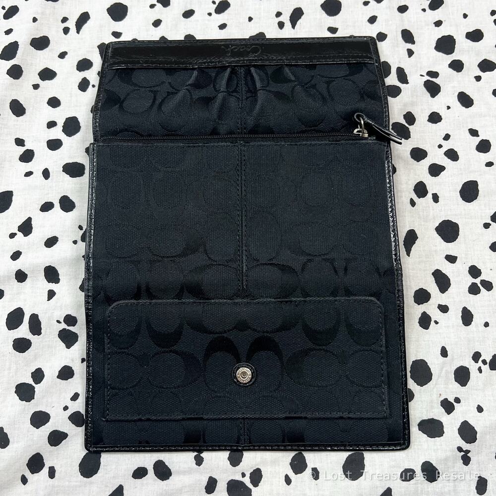 Coach | Soho Signature Jacquard Canvas Leather Pleated Black Designer Wallet - Picture 5 of 7